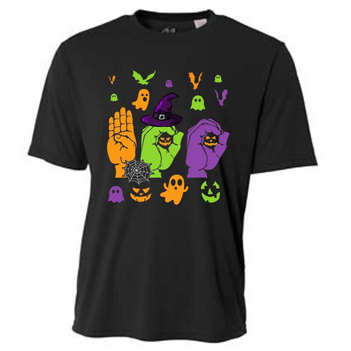 Boo Hands American Sign Language ASL Halloween Pride Cooling Performance Crew T-Shirt