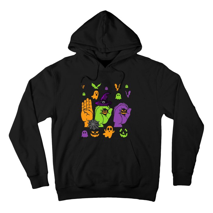 Boo Hands American Sign Language ASL Halloween Pride Hoodie