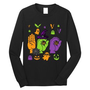 Boo Hands American Sign Language ASL Halloween Pride Long Sleeve Shirt