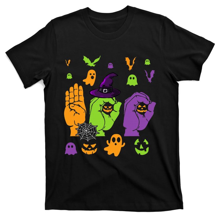 Boo Hands American Sign Language ASL Halloween Pride T-Shirt