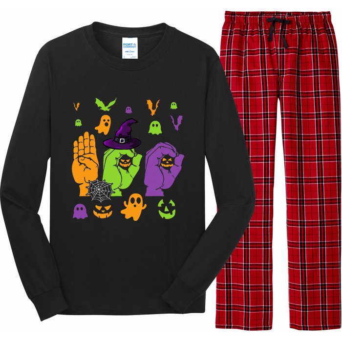 Boo Hands American Sign Language ASL Halloween Pride Long Sleeve Pajama Set