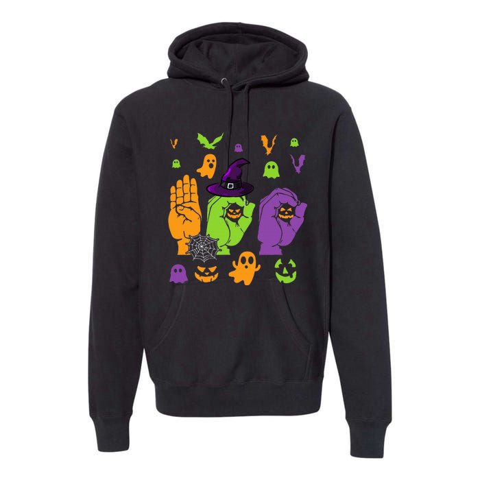 Boo Hands American Sign Language ASL Halloween Pride Premium Hoodie