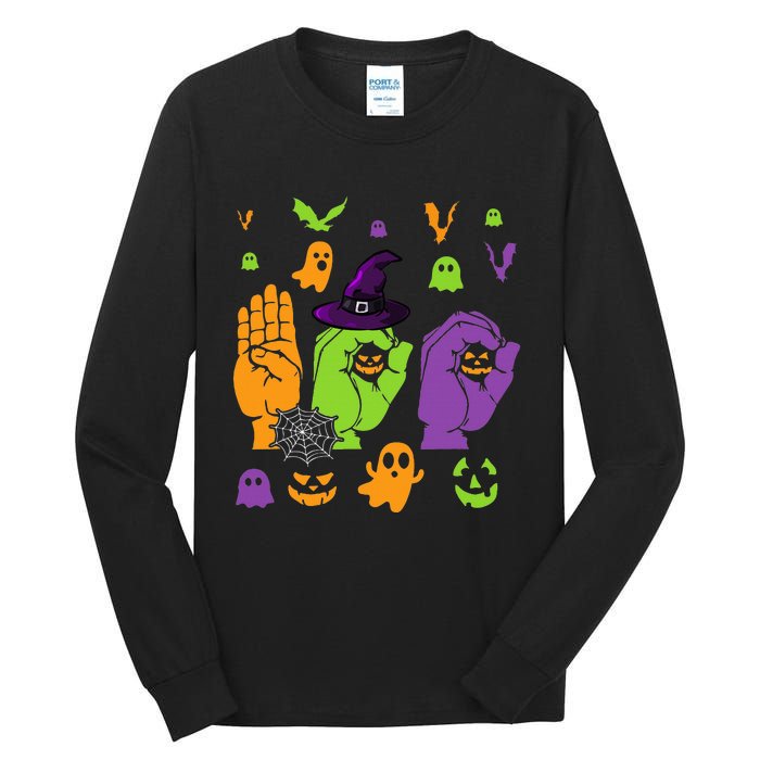 Boo Hands American Sign Language ASL Halloween Pride Tall Long Sleeve T-Shirt