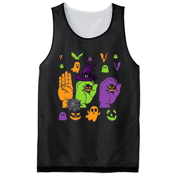 Boo Hands American Sign Language ASL Halloween Pride Mesh Reversible Basketball Jersey Tank