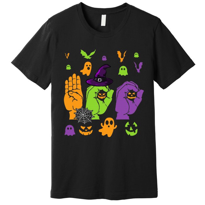 Boo Hands American Sign Language ASL Halloween Pride Premium T-Shirt