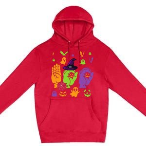 Boo Hands American Sign Language ASL Halloween Pride Premium Pullover Hoodie