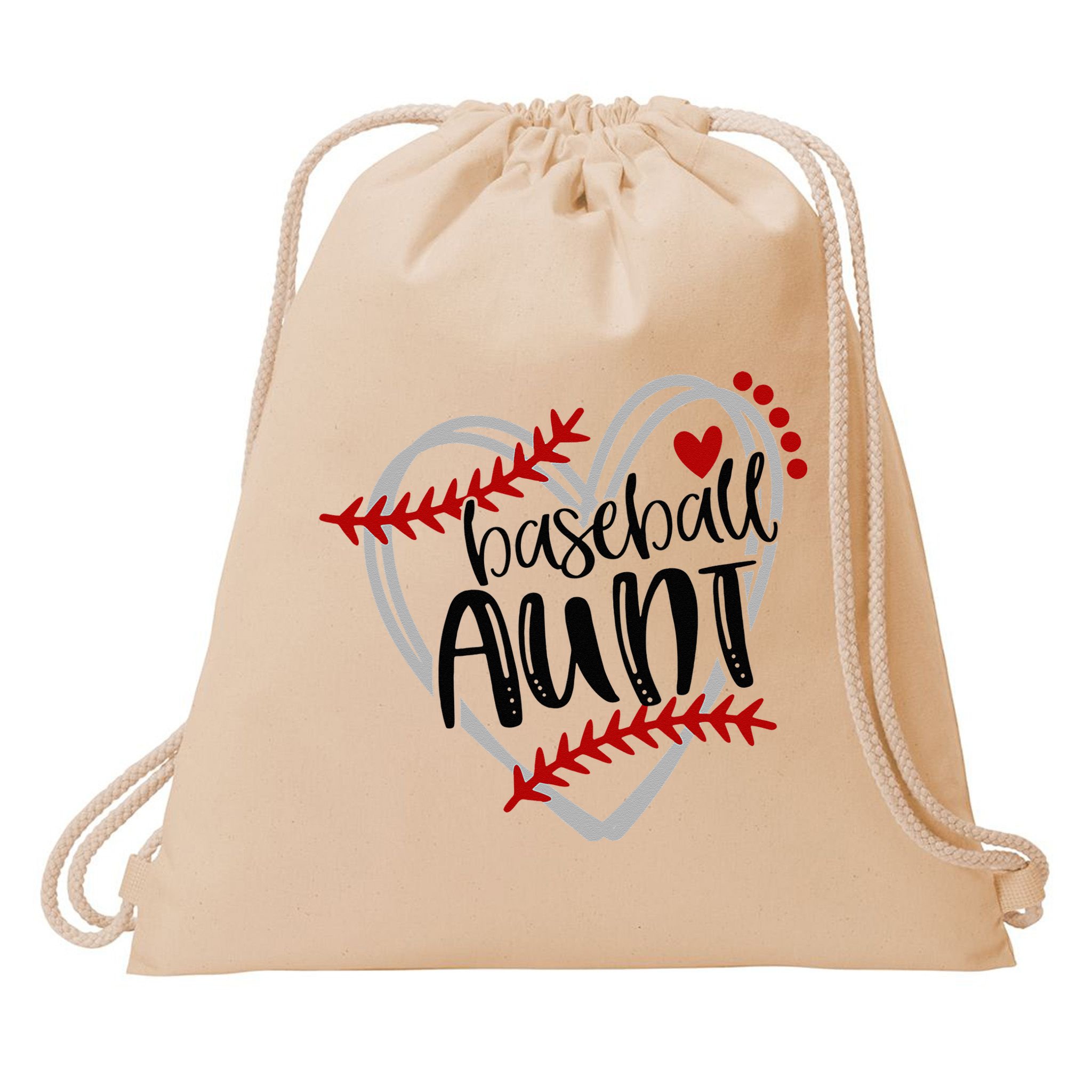 Baseball Heart AUN Auntie Trendy Drawstring Bag
