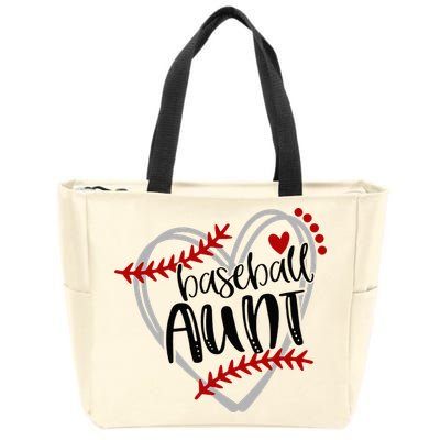 Baseball Heart AUN Auntie Trendy Zip Tote Bag