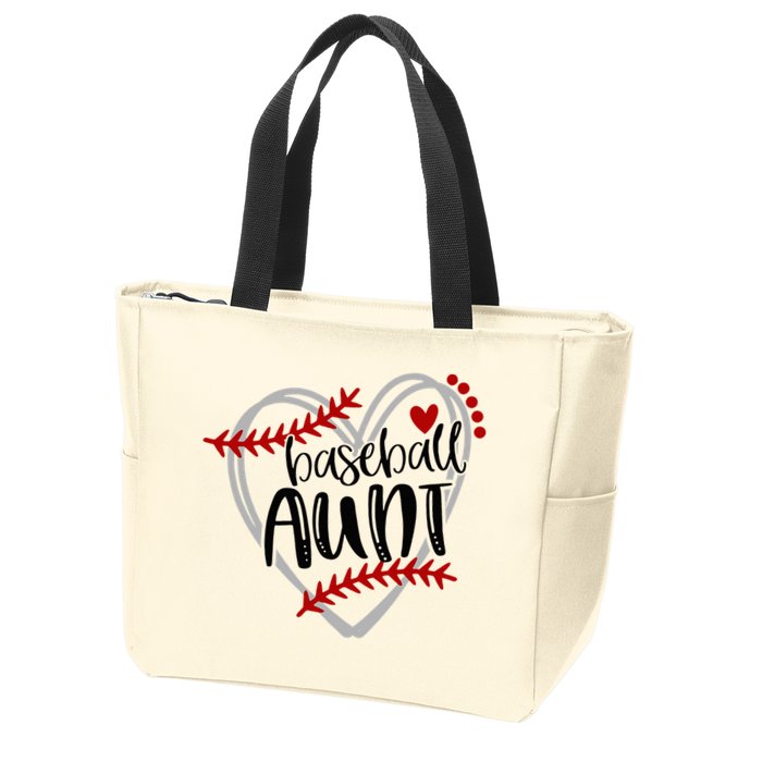 Baseball Heart AUN Auntie Trendy Zip Tote Bag