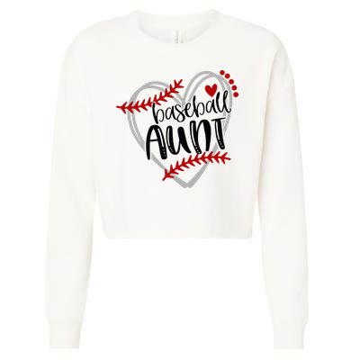 Baseball Heart AUN Auntie Trendy Cropped Pullover Crew