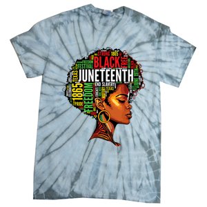 Black History Afro Queen Melanin Word Art Women Juneteenth Tie-Dye T-Shirt