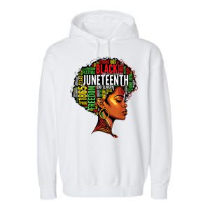 Black History Afro Queen Melanin Word Art Women Juneteenth Garment-Dyed Fleece Hoodie