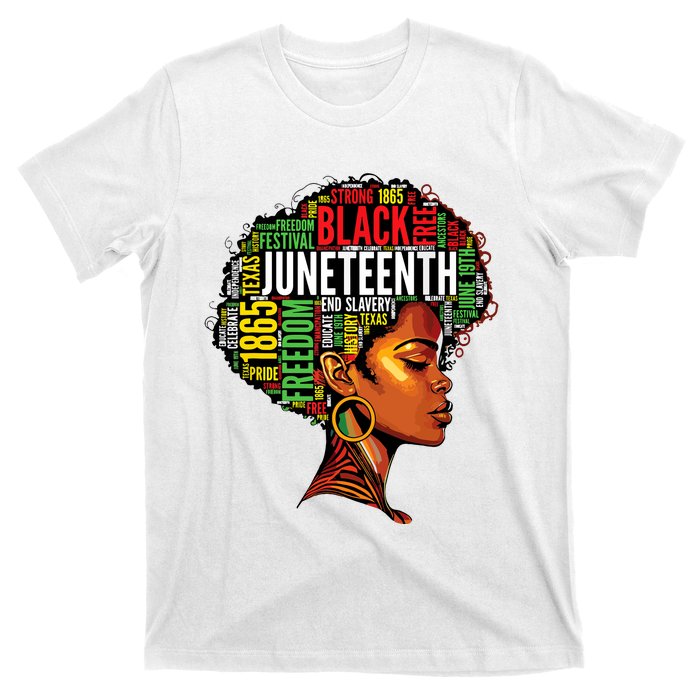 Black History Afro Queen Melanin Word Art Women Juneteenth T-Shirt