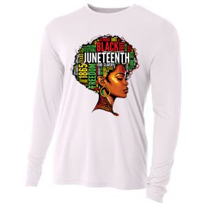 Black History Afro Queen Melanin Word Art Women Juneteenth Cooling Performance Long Sleeve Crew