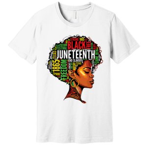 Black History Afro Queen Melanin Word Art Women Juneteenth Premium T-Shirt