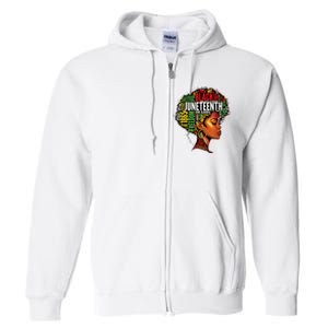 Black History Afro Queen Melanin Word Art Women Juneteenth Full Zip Hoodie