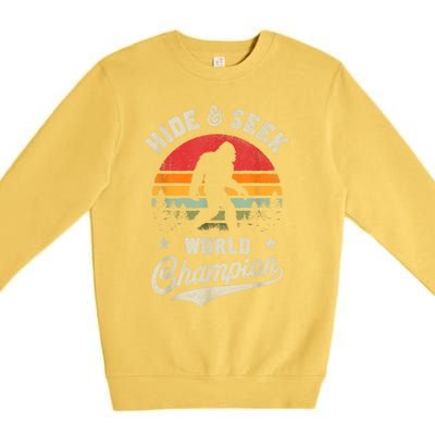 Bigfoot Hide And Seek World Champion Sasquatch Retro Vintage Premium Crewneck Sweatshirt