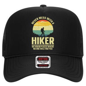 Best Hiking Art Outdoor Hike Gear Hiker Hiking High Crown Mesh Back Trucker Hat