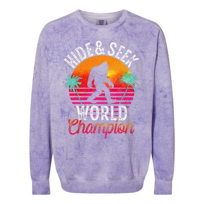 Bigfoot Hide And Seek World Champion Sasquatch Retro Vintage Colorblast Crewneck Sweatshirt