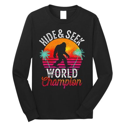 Bigfoot Hide And Seek World Champion Sasquatch Retro Vintage Long Sleeve Shirt