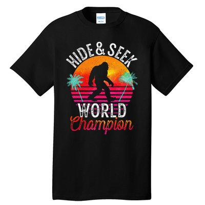 Bigfoot Hide And Seek World Champion Sasquatch Retro Vintage Tall T-Shirt