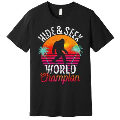 Bigfoot Hide And Seek World Champion Sasquatch Retro Vintage Premium T-Shirt