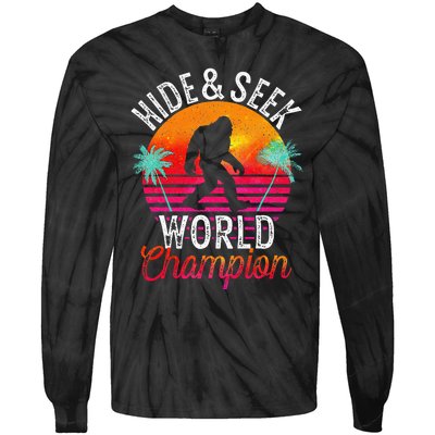 Bigfoot Hide And Seek World Champion Sasquatch Retro Vintage Tie-Dye Long Sleeve Shirt