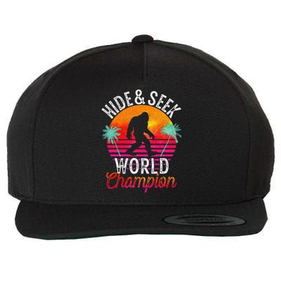 Bigfoot Hide And Seek World Champion Sasquatch Retro Vintage Wool Snapback Cap