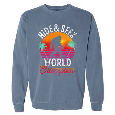 Bigfoot Hide And Seek World Champion Sasquatch Retro Vintage Garment-Dyed Sweatshirt