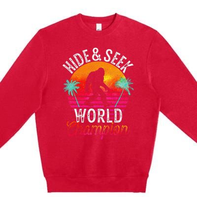 Bigfoot Hide And Seek World Champion Sasquatch Retro Vintage Premium Crewneck Sweatshirt