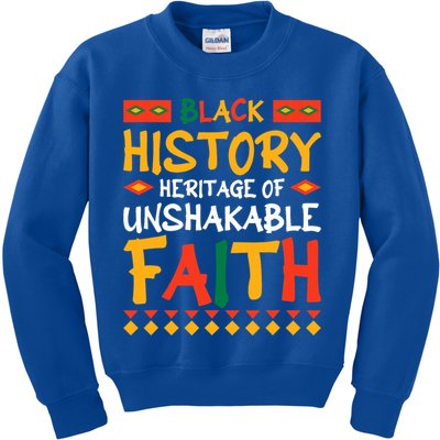 Black History A Heritage Of Unshakable Faith Kids Sweatshirt