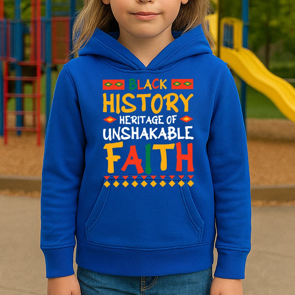 Black History A Heritage Of Unshakable Faith Kids Hoodie