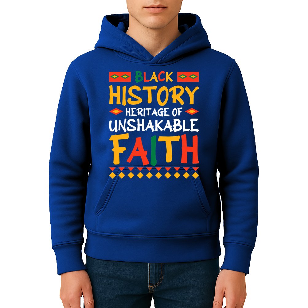 Black History A Heritage Of Unshakable Faith Kids Hoodie