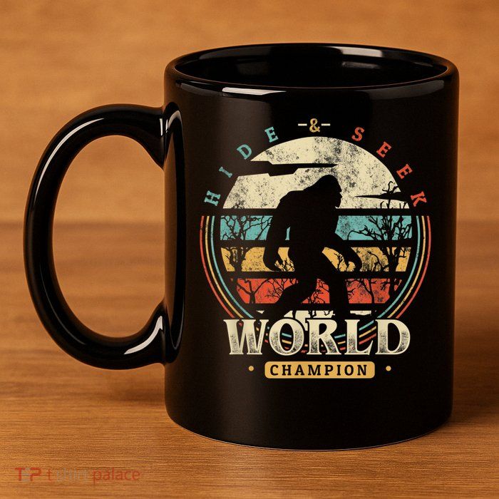 Bigfoot Hide And Seek Champion Sasquatch Camping Tees 11oz C Handle Ceramic Mug