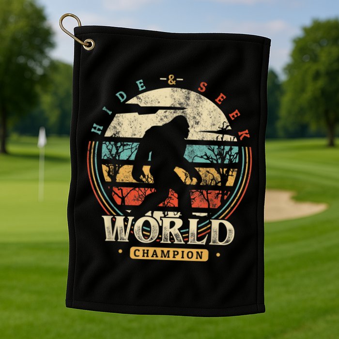 Bigfoot Hide And Seek Champion Sasquatch Camping Tees Golf Towel