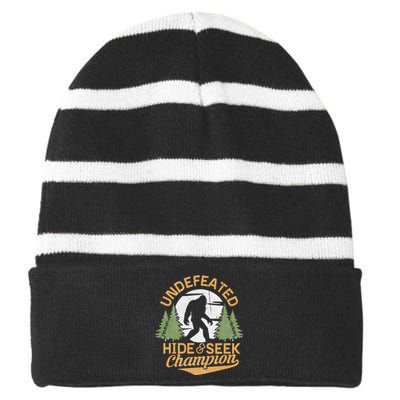 Bigfoot Hide And Seek Champion Sasquatch Stuff Striped Beanie with Solid Band