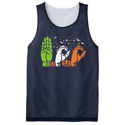 Boo Hands American Sign Language ASL Halloween Pride Mesh Reversible Basketball Jersey Tank