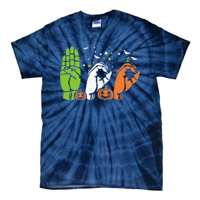 Boo Hands American Sign Language ASL Halloween Pride Tie-Dye T-Shirt