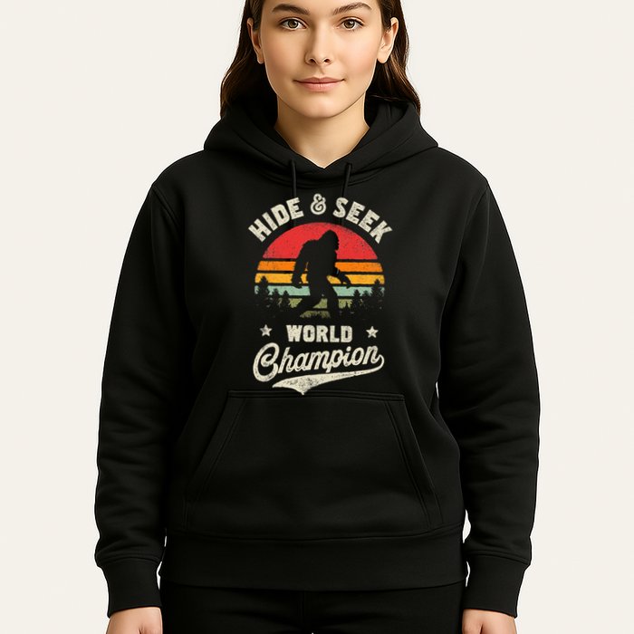 Bigfoot Hide And Seek World Champion Sasquatch Retro Vintage Hoodie