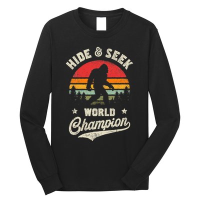 Bigfoot Hide And Seek World Champion Sasquatch Retro Vintage Long Sleeve Shirt