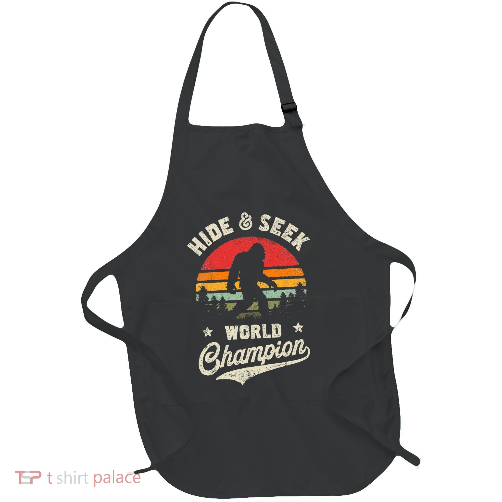 Bigfoot Hide And Seek World Champion Sasquatch Retro Vintage Apron