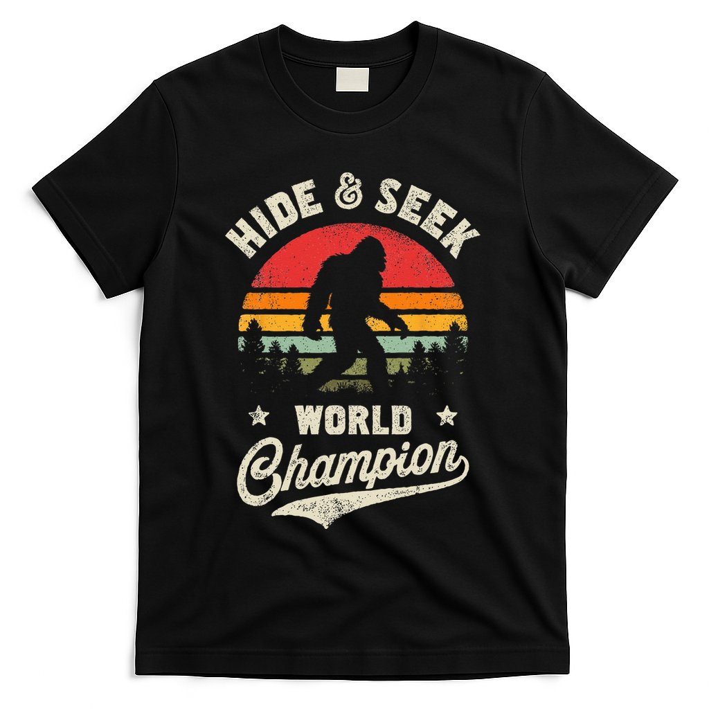 Bigfoot Hide And Seek World Champion Sasquatch Retro Vintage T-Shirt