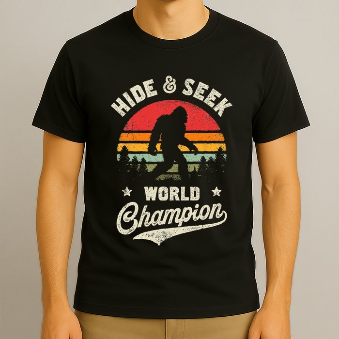 Bigfoot Hide And Seek World Champion Sasquatch Retro Vintage T-Shirt