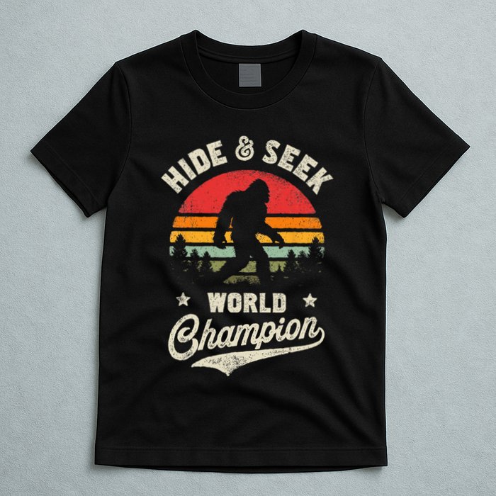 Bigfoot Hide And Seek World Champion Sasquatch Retro Vintage T-Shirt