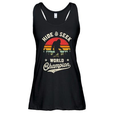 Bigfoot Hide And Seek World Champion Sasquatch Retro Vintage Ladies Essential Flowy Tank