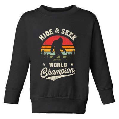 Bigfoot Hide And Seek World Champion Sasquatch Retro Vintage Toddler Sweatshirt