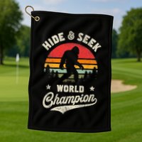 Bigfoot Hide And Seek World Champion Sasquatch Retro Vintage Golf Towel