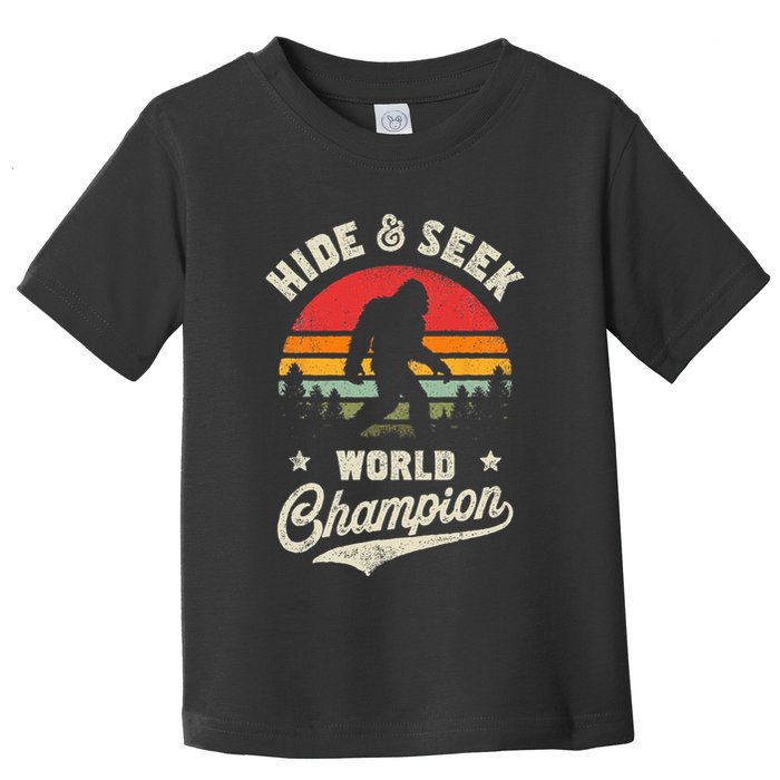 Bigfoot Hide And Seek World Champion Sasquatch Retro Vintage Toddler T-Shirt