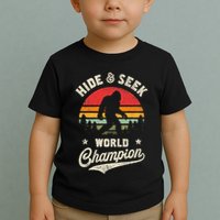 Bigfoot Hide And Seek World Champion Sasquatch Retro Vintage Toddler T-Shirt