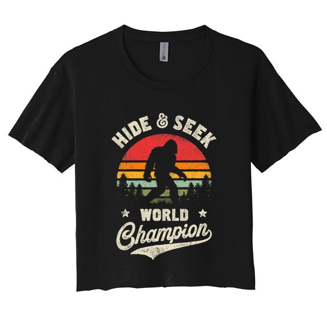 Bigfoot Hide And Seek World Champion Sasquatch Retro Vintage Crop Top